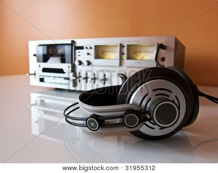 Vintage registratore a Cassette Stereo tape deck o player con le cuffie