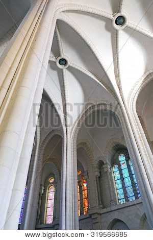 Nazareth, Israel - December 15, 2018: Interior Of The Salesian Basilica Of Jesus The Adolescent  In 