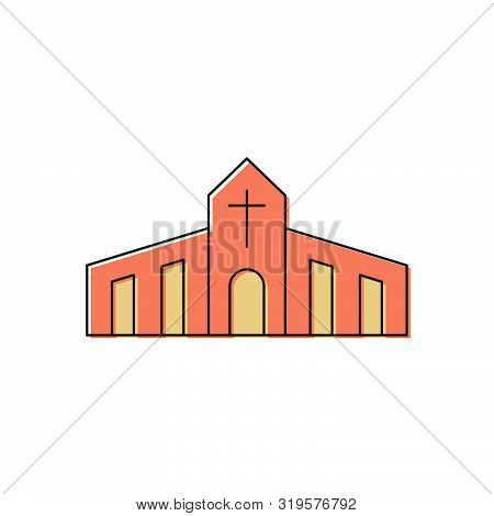 Church Building Vector Icon Symbol Christian Isolated On White Background