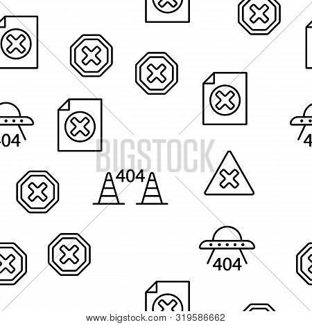 404 Http Error Message Vector Seamless Pattern Contour Illustration