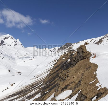 Alps Mountain At Grindelwald Switzerland , Looking From Sky Cliff Walk On First Peak