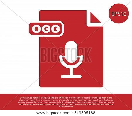 Red Ogg File Document. Download Ogg Button Icon Isolated On White Background. Ogg File Symbol. Vecto