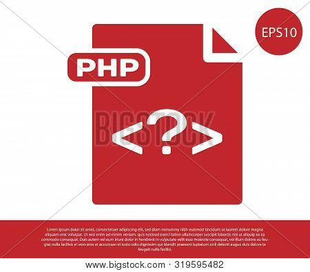 Red Php File Document. Download Php Button Icon Isolated On White Background. Php File Symbol. Vecto