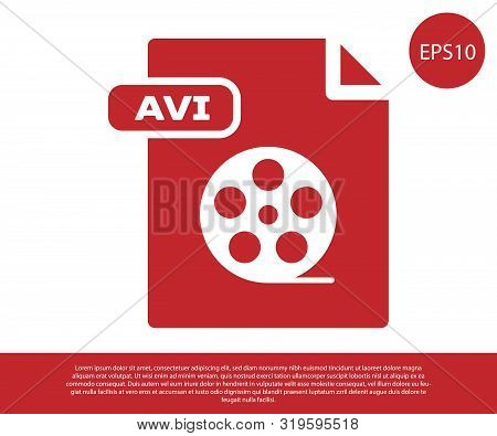 Red Avi File Document. Download Avi Button Icon Isolated On White Background. Avi File Symbol. Vecto