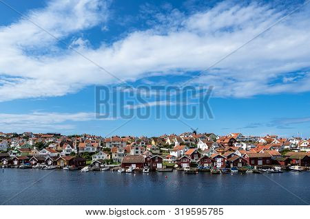 View To The City Fiskebaeckskil In Sweden.