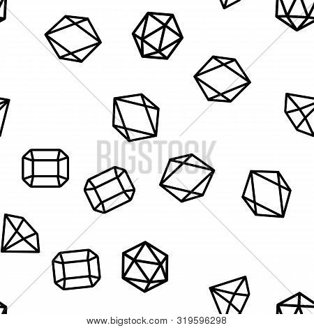 Diamonds, Gems Vector Seamless Pattern Contour Illustration