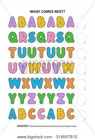 Basic Skills Practice Logic Game With Alphabet Letters. Training Sequential Pattern Recognition Skil