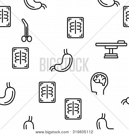 Operating Instruments Vectorseamless Pattern. Health Monitoring Equipment Contour Illustration