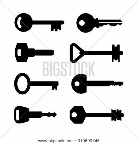Key Icon Set. Flat Style - Stock Vector.