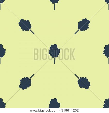 Blue Cotton Candy Icon Isolated Seamless Pattern On White Background. Vector Illustration