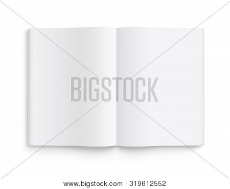 Blank Opened Book, Magazine And Notebook Template With Soft Shadows. Front View. - Stock Vector.