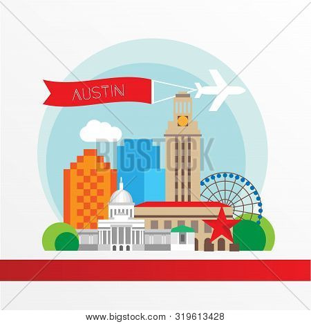 Austin Usa, Detailed Silhouette. Trendy Vector Illustration, Flat Style. Stylish Andmark. Concept Fo