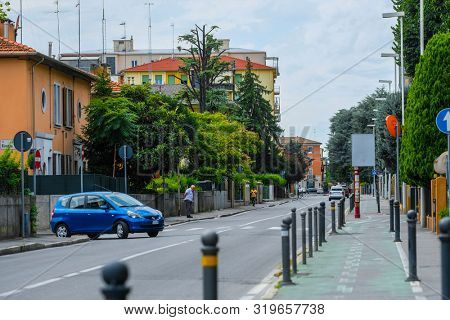 Este; Italy - July, 7, 2019: traffic in Este; Italy 