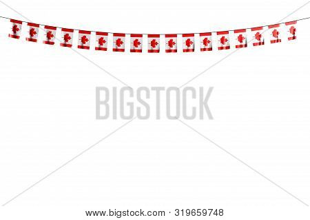 Cute Independence Day Flag 3d Illustration
 - Many Canada Flags Or Banners Hangs On Rope Isolated On