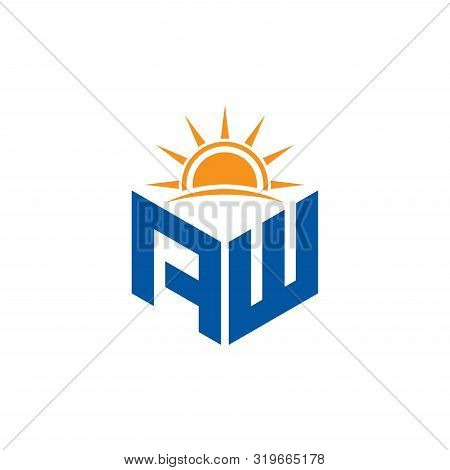 Abstract Polygonal Aw Logo, Aw Letter Logo, Polygonal Aw With Sun Logo Sing And Symbol