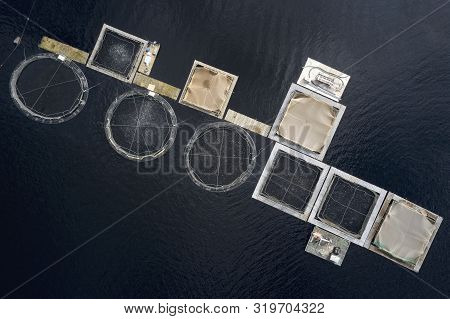 Fish Farm Salmon Sea Nets Farming At Sea Loch Tay Scotland Uk