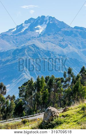 Sacred Valley, Peru - 05/21/2019: The Inescapable Snow Peaked Andes Mountains In The Sacred Valley O