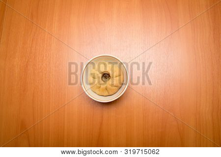 Vak Belyash - Bashkir National Cuisine, Homemade Meat Pies In White Bowl Over Wooden Background