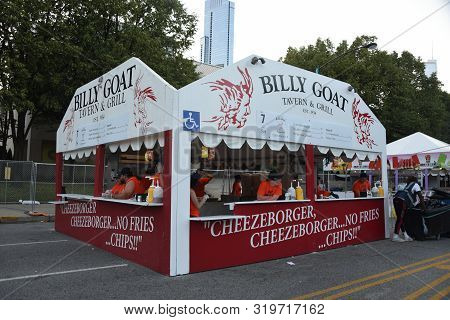 Chicago, Il July 10, 2019, Billy Goat Bar And Grill Food Stand At The Taste Of Chicago Outdoor Food 