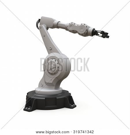 Robotic Arm For Any Work In A Factory Or Production. Mechatronic Equipment For Complex Tasks. 3d Ill