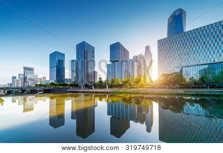 Architectural Landscape Of The Southern Business District Of Ningbo, Zhejiang, China