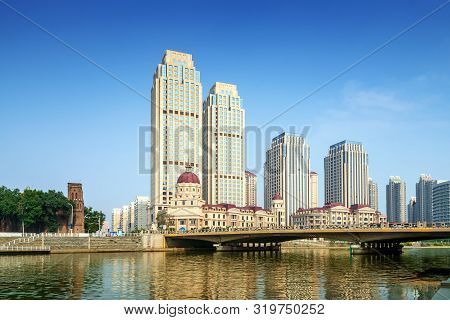 Architectural Landscape On Both Sides Of Haihe River, Tianjin, China