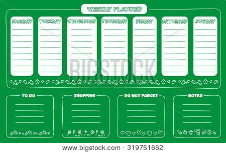 Set Of Weekly Planner Elements And To Do Lists With Trendy Lettering In A Doodle Style. Template For