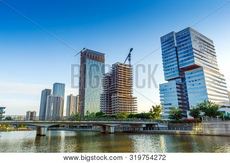 Architectural Landscape Of The Southern Business District Of Ningbo, Zhejiang, China