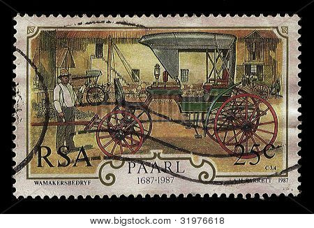 แอฟริกาใต้แสตมป์ Wagon ผลิตปี 1987