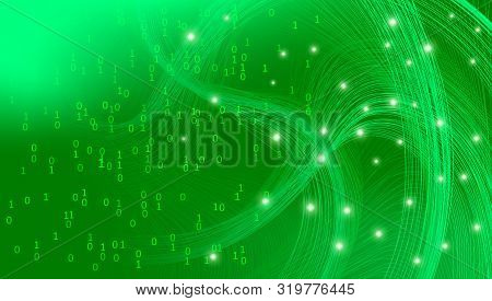 Light Big Data Background. Business Analysis. Futuristic Information Cloud. Green 3d Fractal. Gradie