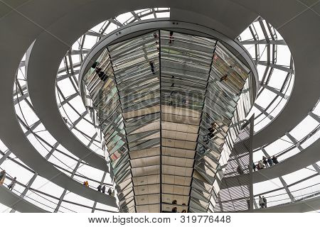 Berlin, Germany - December 31: The Reichstag Dome On December 31, 2017 In Berlin. Reichstag Dome Is 