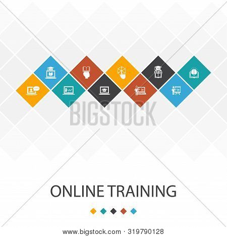 Online Training Trendy Ui Template Infographics Concept. Distance Learning, Learning Process, Elearn