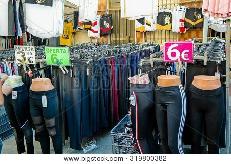 Guardamar, Spain - Oct 3, 2018 : Wednesday Is Market Day In Guardamar And The Streets Are Lined With