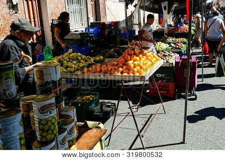 Guardamar, Spain - Oct 3, 2018 : Wednesday Is Market Day In Guardamar And The Streets Are Lined With
