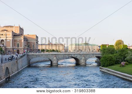 Stockholm, Sweden - June 05, 2019: Norrbro Bridge In Stockholm, Sweden.