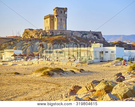 Tarifa, Spain - June 27, 2019. Playa De Los Lances Beach, The Southernmost Point Of Continental Euro