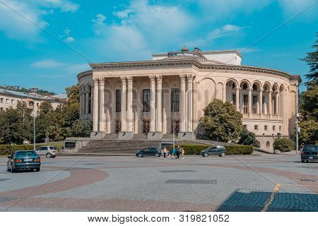 Kutaisi, Georgia - 21.08.2019: View To Meskhishvili Theatre In The Centre Of Kutaisi.