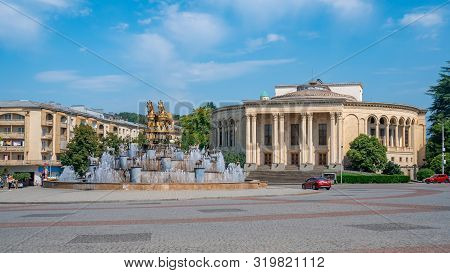 Kutaisi, Georgia - 21.08.2019: View To Meskhishvili Theatre In The Centre Of Kutaisi.