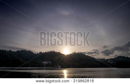 Amazing Sun Halo Above The Lake At The Center Of Kandy City, Sri Lanka. And It’s Natural Phenomenon.