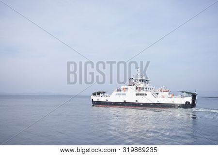 Ferry Open Sea Ocean Bright Light Summer Island Tourism
