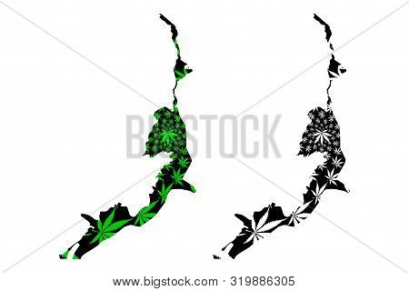 Aswan Governorate (governorates Of Egypt, Arab Republic Of Egypt) Map Is Designed Cannabis Leaf Gree