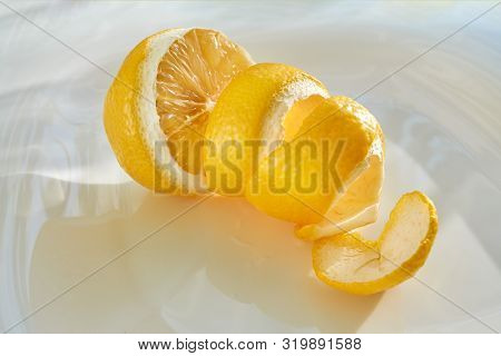 Fresh Lemon On White Background.food Background.yellow Lemon On White Background