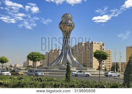 Ashgabat, Turkmenistan - May 02, 2019:  Modern Architecture Of Ashgabat. The Monument Is Called 