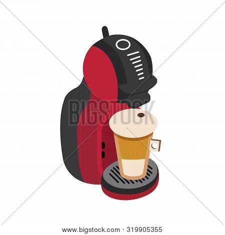 Coffee Machine With Expresso Cup Isolated White