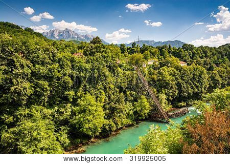 Heroic Destroyed Bridge In Jablanica Above Neretva River In Bosnia And Herzegovina