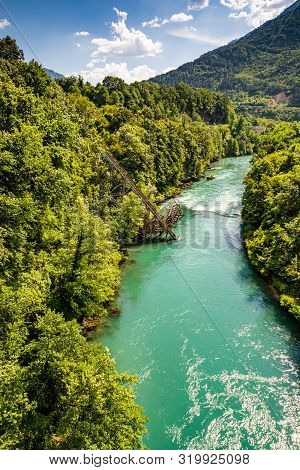 Heroic Destroyed Bridge In Jablanica Above Neretva River In Bosnia And Herzegovina