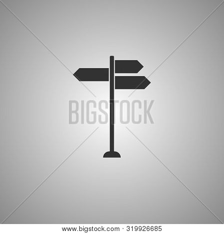 Signpost Icon Isolated On Gray Background, Flat Design Style. Vector Illustration.