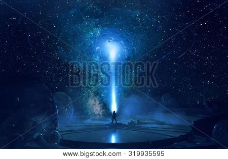 Abstract Artistic Rendering Illustration Of A Multicolored Dimensional Galactic Gate In The Sky Hitt