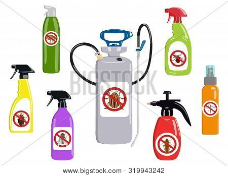 Set Of Icons Insect Sprayers. Anti Bug. Vector Illustration
