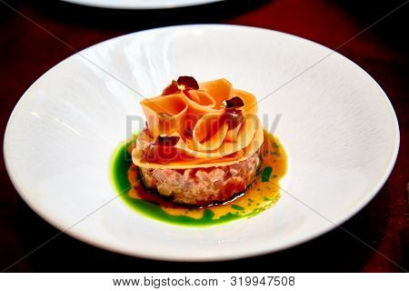 Beef Tartare Decorated With Carrot Slices
